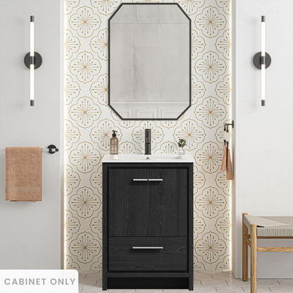 Virage 24" Freestanding Bathroom Vanity in Black Oak without Sink Top