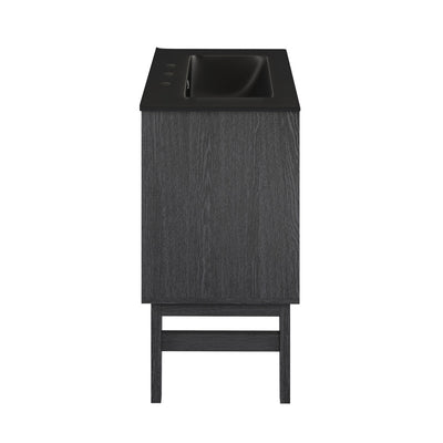 Bosse 24" Freestanding Bathroom Vanity in Black Oak with Black 3-Hole Centerset Sink Top