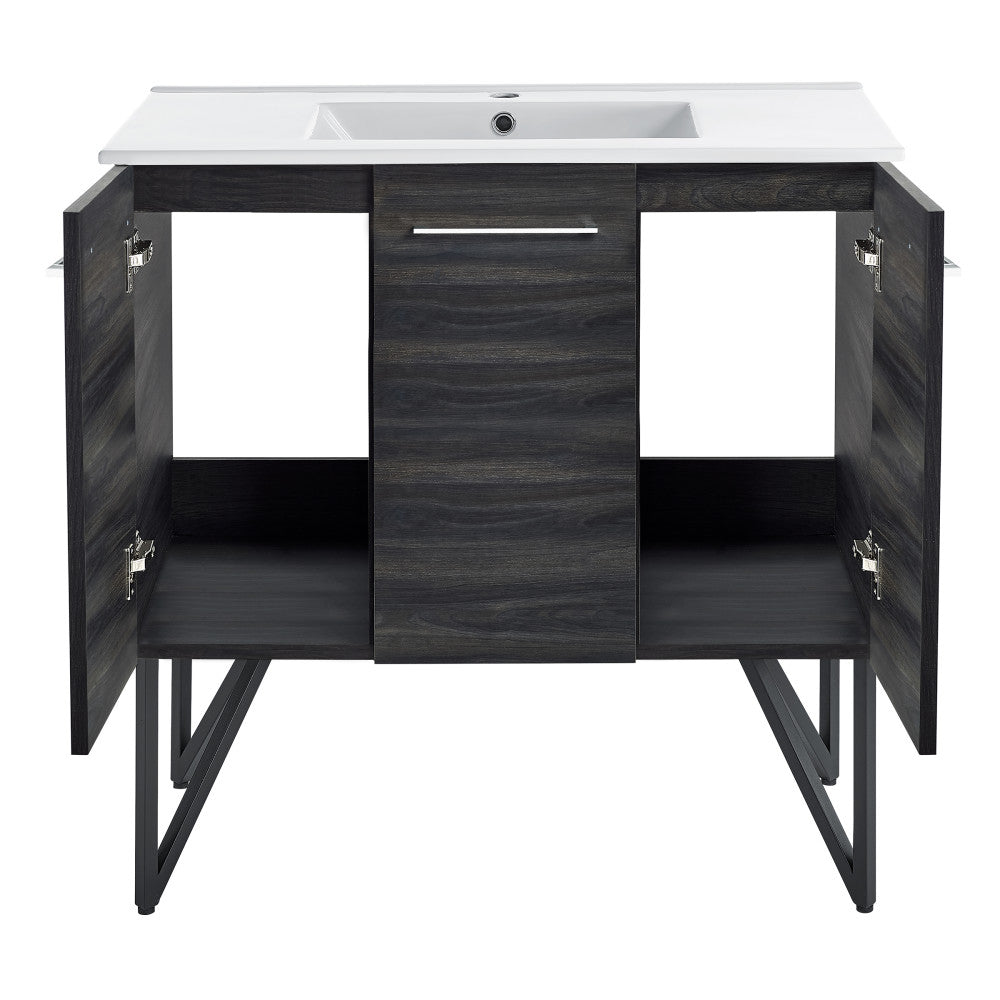 Annecy 36" Freestanding Bathroom Vanity in Black Walnut with Sink Top