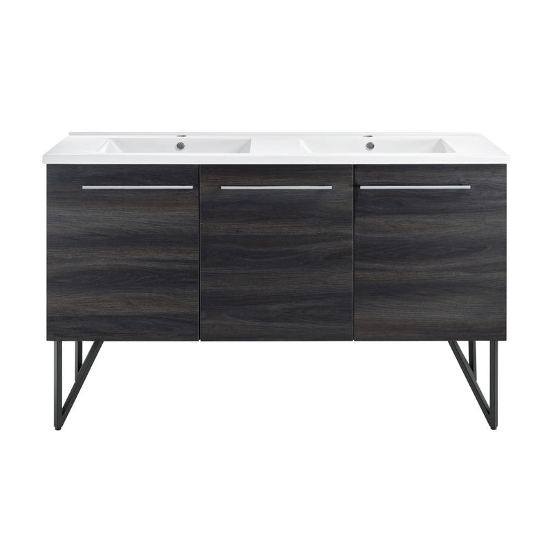Annecy 60" Freestanding Bathroom Vanity in Black Walnut with Sink Top