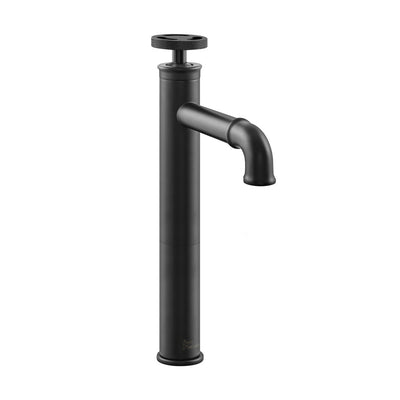 Avallon Single Hole, Single-Handle Wheel, High Arc Bathroom Faucet in Matte Black