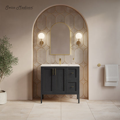 Forme 36" Modular Freestanding Bathroom Vanity with Sink Top in Black Oak