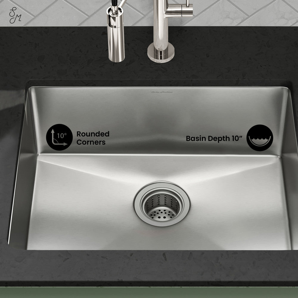 Rivage 23" 16 Gauge Stainless Steel Undermount Kitchen Sink in Polished Chrome