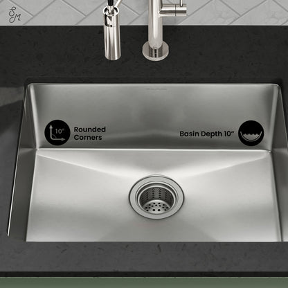 Rivage 23" 16 Gauge Stainless Steel Undermount Kitchen Sink in Polished Chrome