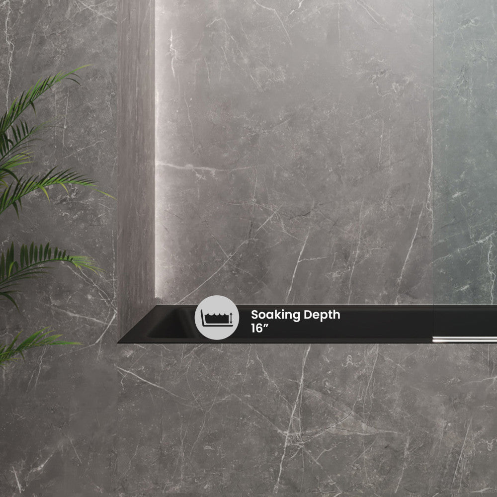 Voltaire 60" x 30" Right-Hand Drain Alcove Bathtub in Matte Black