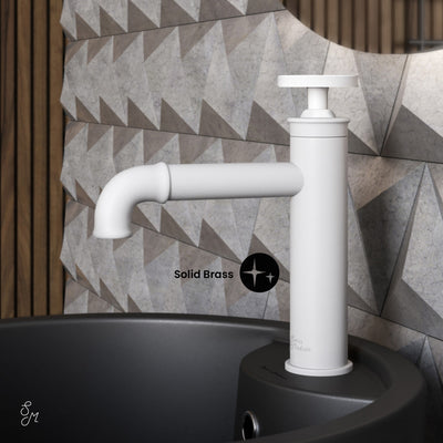 Avallon Single Hole, Single-Handle Wheel, Bathroom Faucet in Matte White