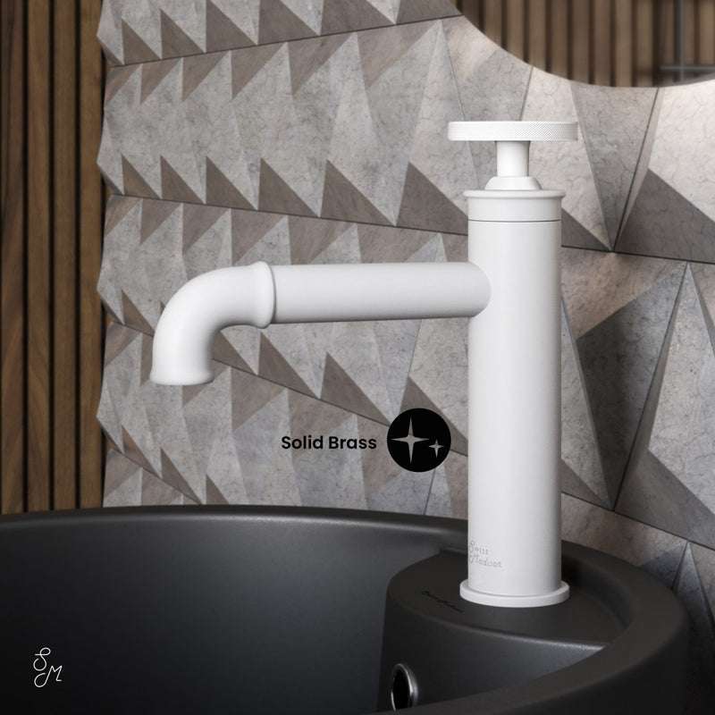 Avallon Single Hole, Single-Handle Wheel, Bathroom Faucet in Matte White