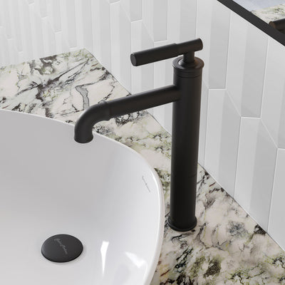 Avallon Single Hole, Single-Handle Sleek, High Arc Bathroom Faucet in Matte Black