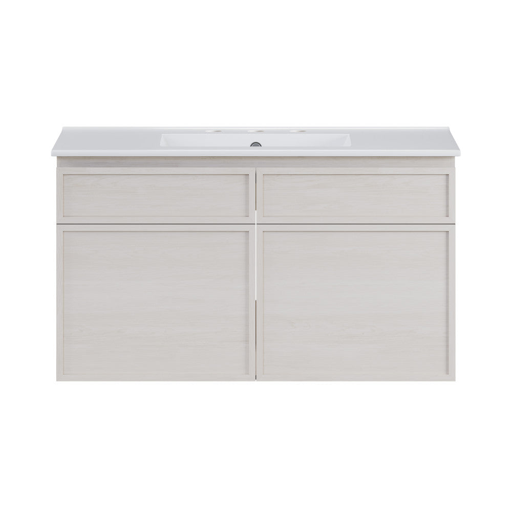 St. Tropez 36" Wall-Mounted Bathroom Vanity in White Oak with 3-Hole Widespread Sink Top