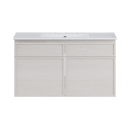 St. Tropez 36" Wall-Mounted Bathroom Vanity in White Oak with 3-Hole Widespread Sink Top