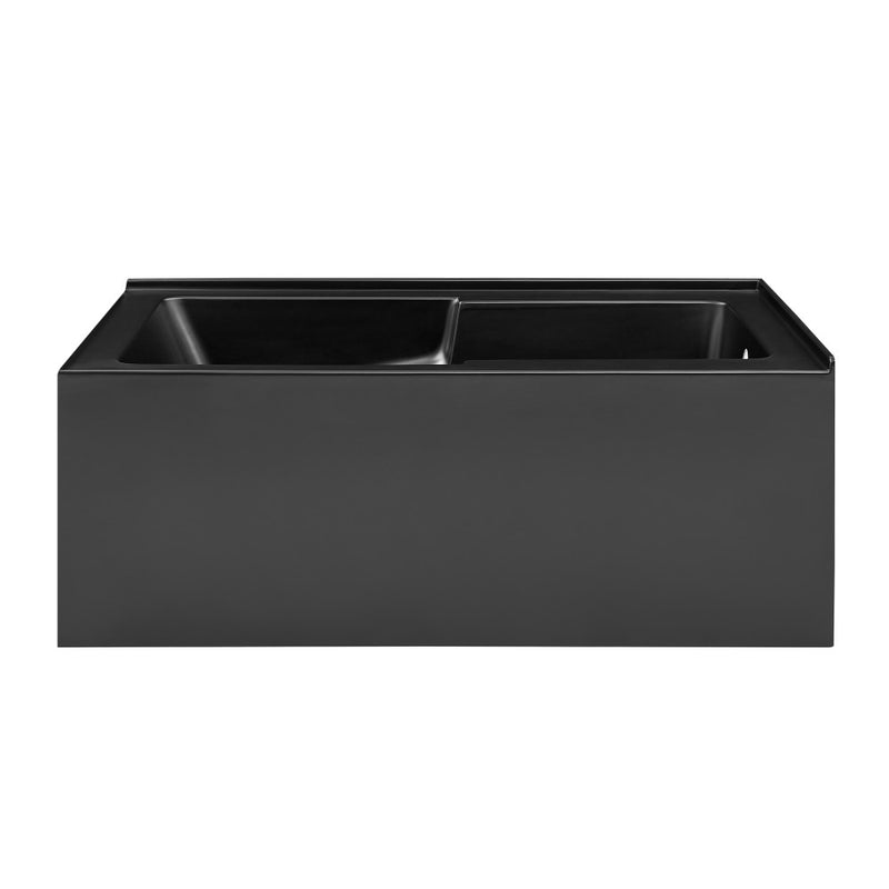 Claire 60 x 32 Right Drain Soaking Alcove Corner Apron Bathtub in Glossy Black