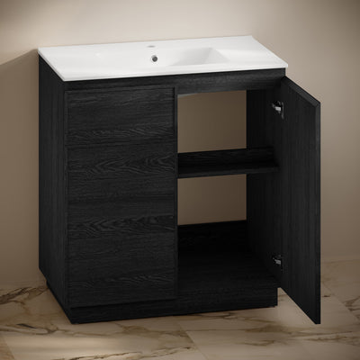 St. Tropez 36" Freestanding Bathroom Vanity in Black Oak with Sink Top
