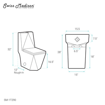 Brusque One-Piece Square Toilet Dual-Flush 1.1/1.6 gpf