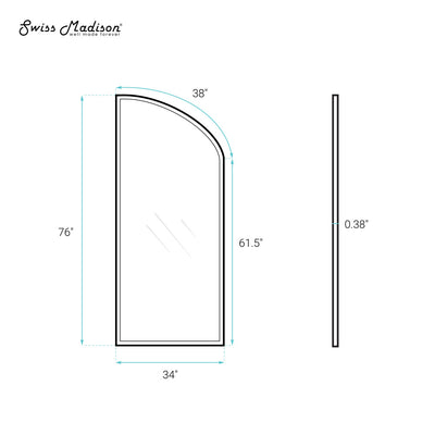 Demi 34 x 76 Framed Fixed 3/8 in. (10mm) Clear Tempered Glass Shower Door with Gold Brushed Frame