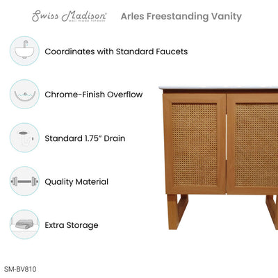 Arles 30" Freestanding Bathroom Vanity in Natural Oak with Sink Top