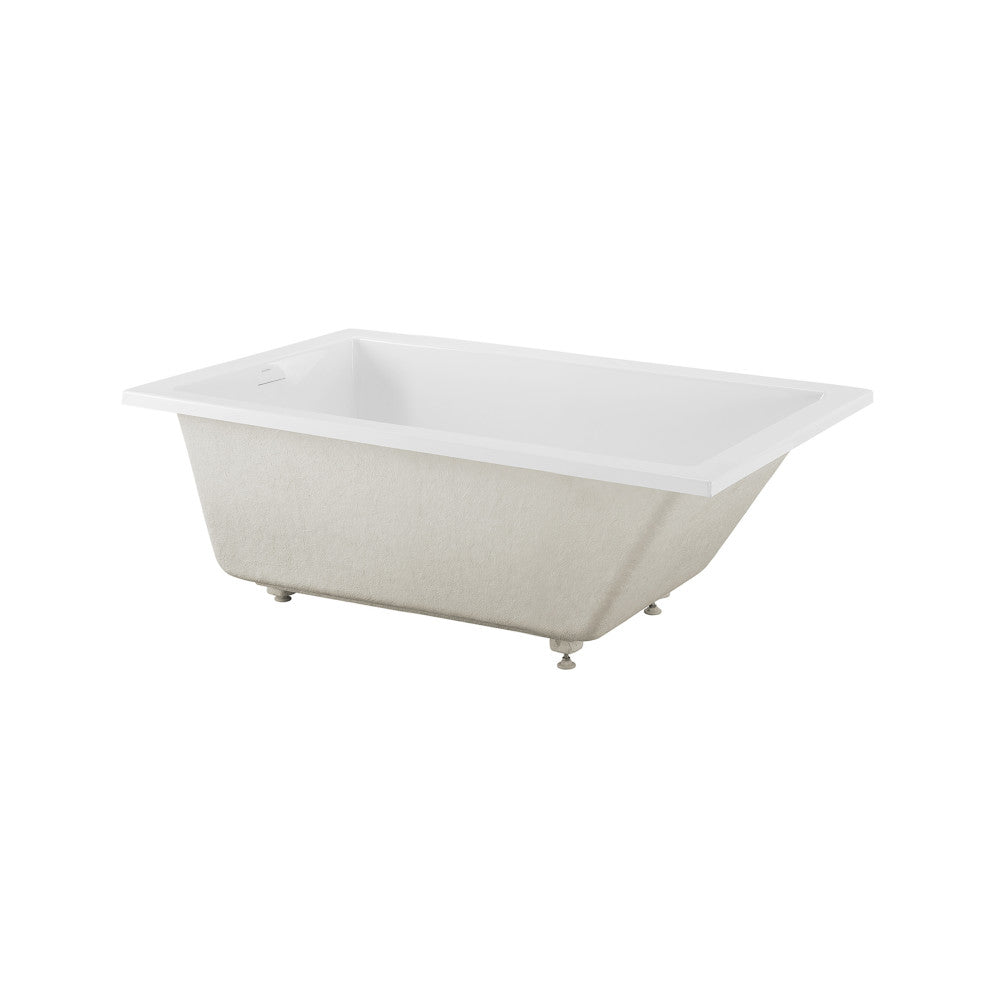 Voltaire 60 x 36 Reversible Drain Soaking Drop-in Bathtub in Glossy White with Integrated Overflow, Drain Included