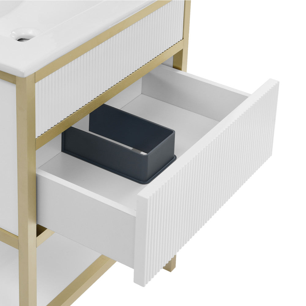 Cache 24" Freestanding Bathroom Vanity in White with Sink Top