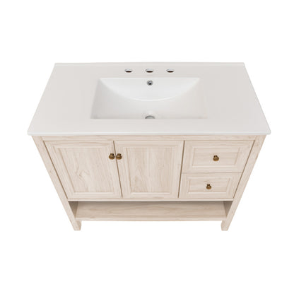 Chateau 36" Freestanding Bathroom Vanity in White Oak with 3-Hole Widespread Sink Top