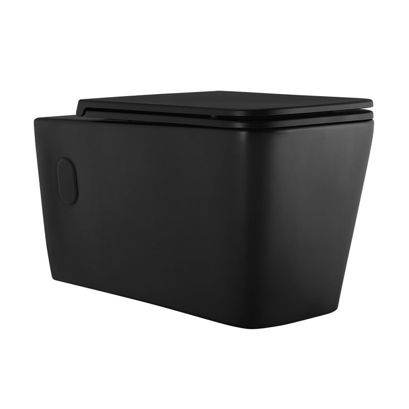 Concorde Wall-Hung Toilet Bundle 0.8/1.6 GPF Dual Flush in Matte Black with Black Flush Plate