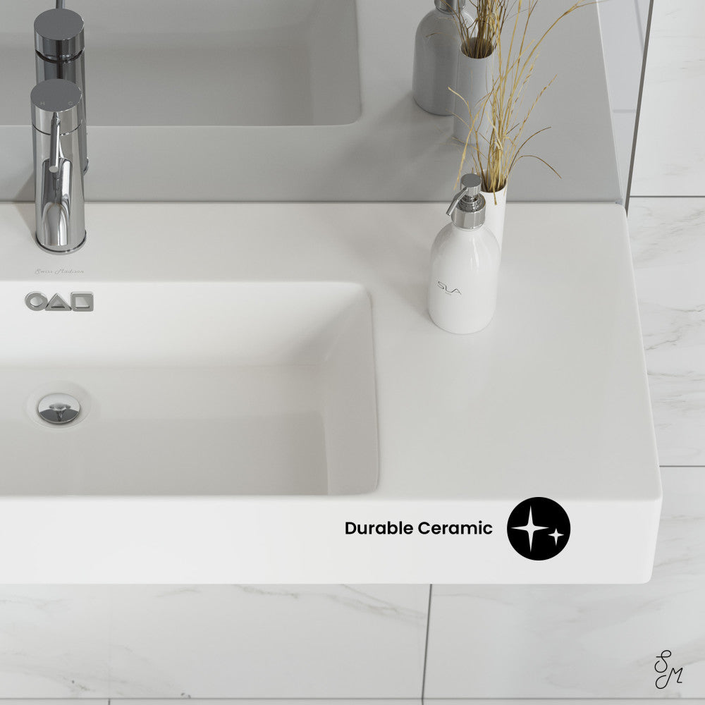 St. Tropez 36" Rectangle Wall-Mounted Sink with Left Side Faucet Mount