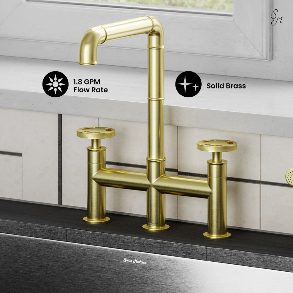 Avallon Pro Widespread Kitchen Faucet with Side Sprayer in Brushed Gold