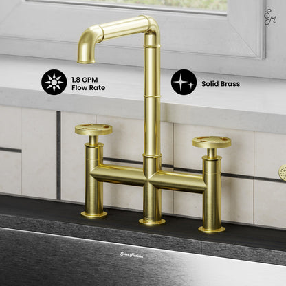 Avallon Pro Widespread Kitchen Faucet with Side Sprayer in Brushed Gold