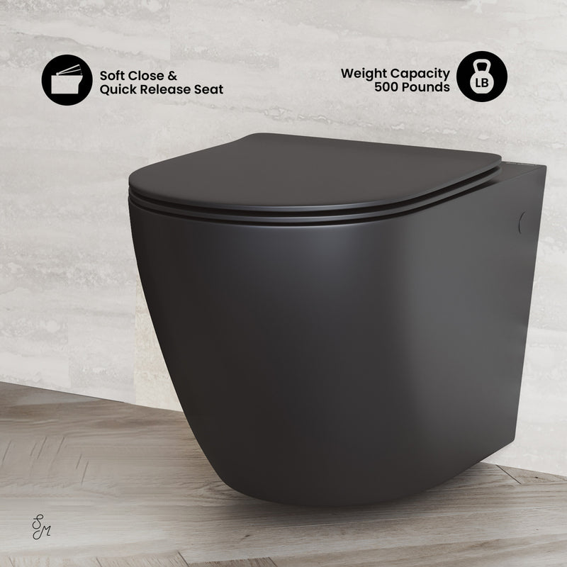 St.Tropez Wall-Hung Elongated Toilet Bowl in Matte Black