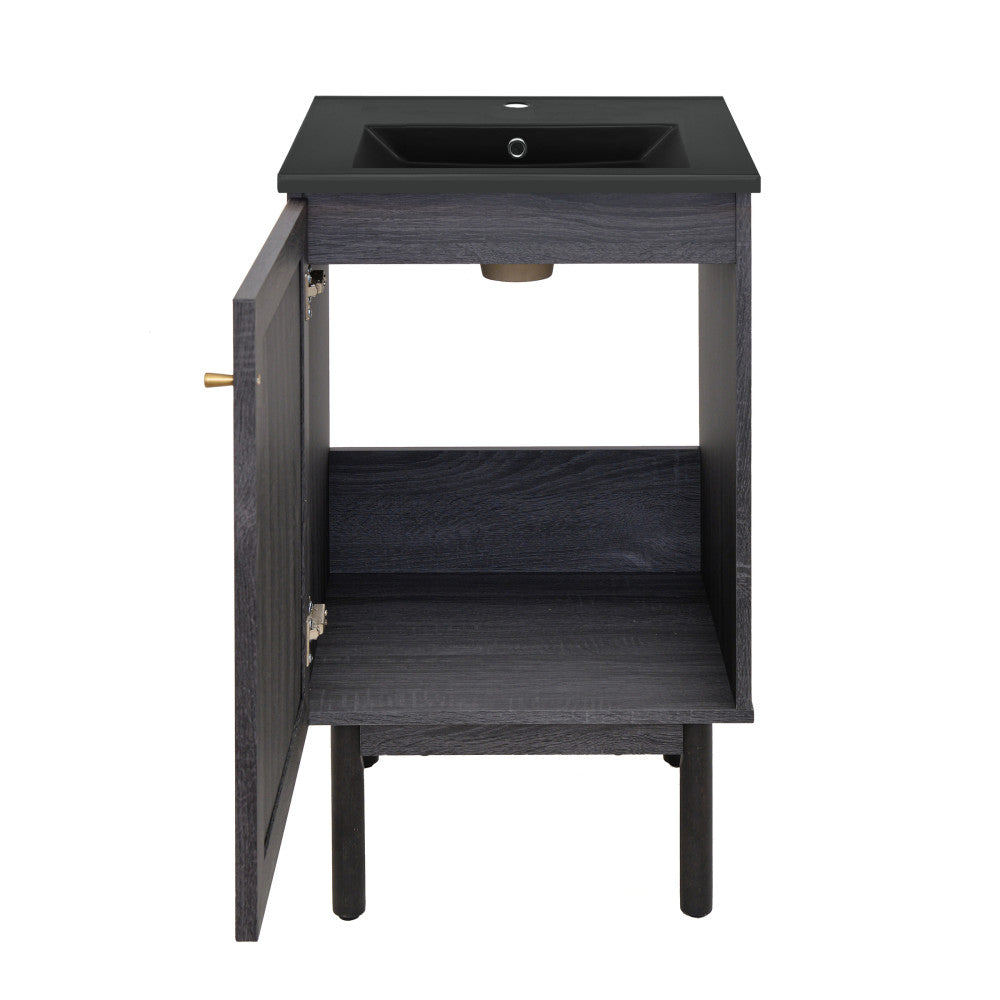 Classe 18" Freestanding Bathroom Vanity in Black Oak with Black Sink Top