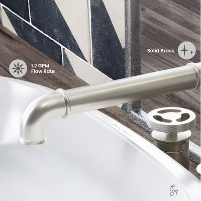 Avallon 8 in. Widespread, 2-Handle Wheel, Bathroom Faucet in Brushed Nickel