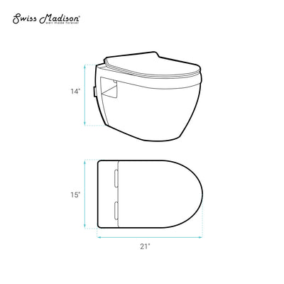 Ivy Wall-Hung Toilet Bundle 0.8/1.6 GPF Dual Flush in Glossy White with White Flush Plate