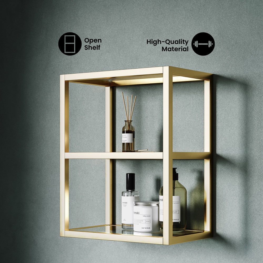 Pierre 16"x20"x10" Wall-Mounted Linen Cabinet in Brushed Gold