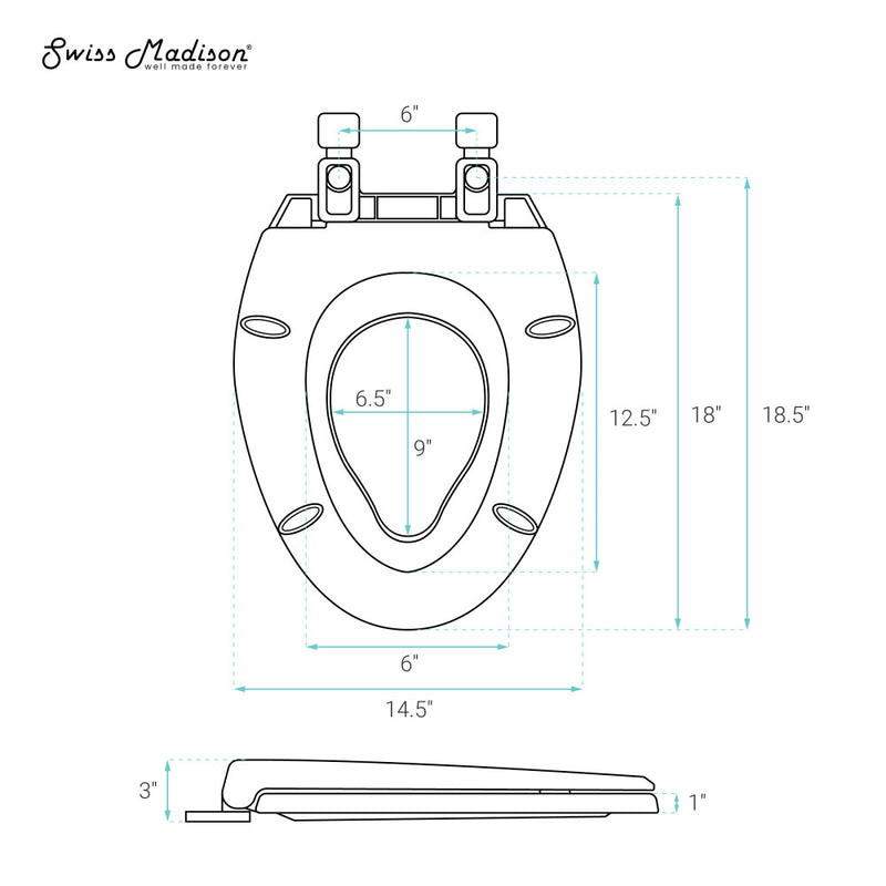 Elongated Toilet Seat with Toddler Seat Built In, Family Toilet Seat in Glossy White