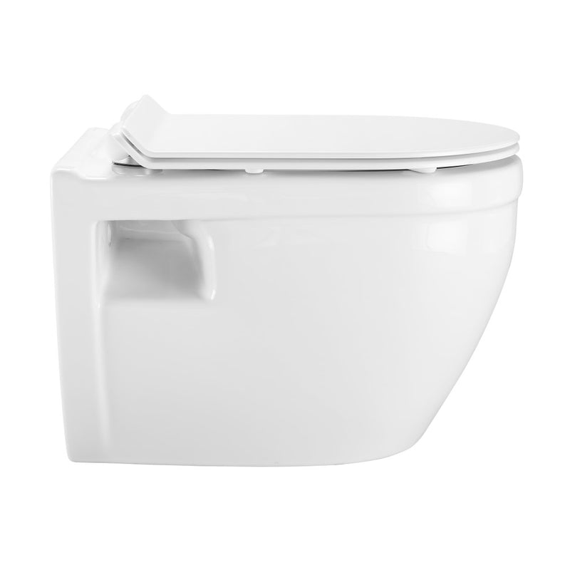 Ivy Wall-Hung Toilet Bundle 0.8/1.6 GPF Dual Flush in Glossy White with Brass Flush Plate