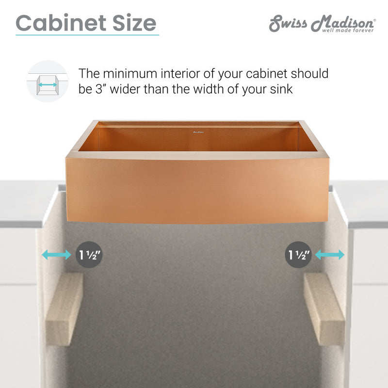 Tourner 33 x 22 Stainless Steel, Single Basin, Farmhouse Kitchen Workstation Sink with Apron in Rose Gold