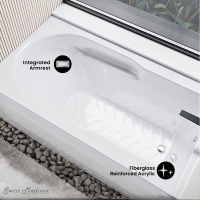 Concorde 60" x 30" Right-Hand Drain Alcove Bathtub with Apron and Armrest