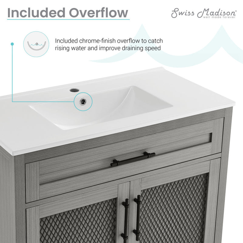 Calice 36" Freestanding Bathroom Vanity in Carbon Gray with Sink Top