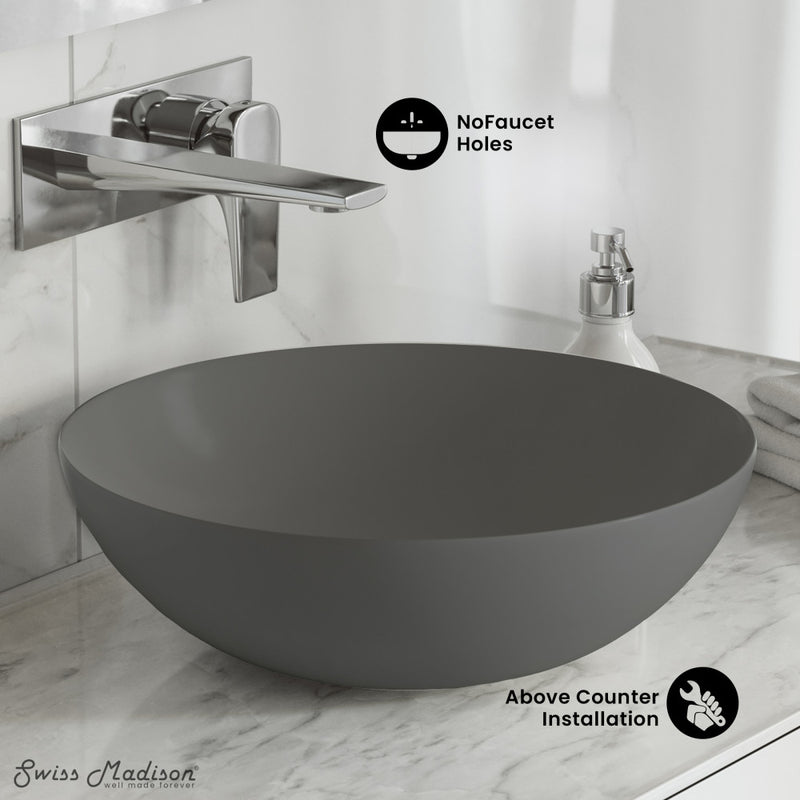 Classe 16 Color Ceramic Sink in Matte Gray