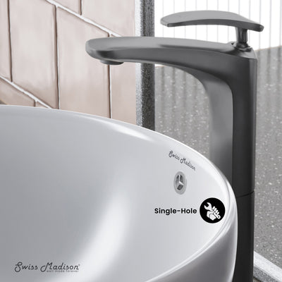 Sublime Single Hole, Single-Handle, High Arc Bathroom Faucet in Gunmetal Gray