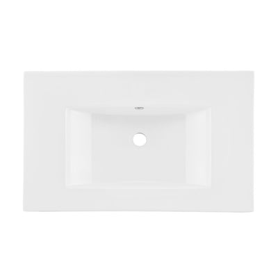 30" Zero Hole Vanity Sink Top in Glossy White