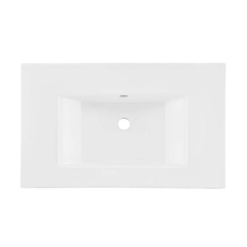 30" Zero Hole Vanity Sink Top in Glossy White