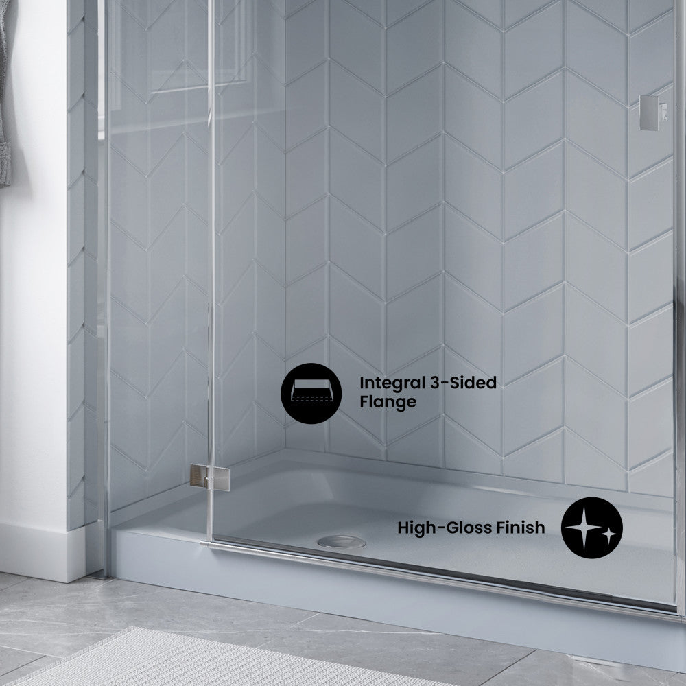Voltaire 60" x 32" Single-Threshold, Left-Hand Drain, Shower Base in Gray