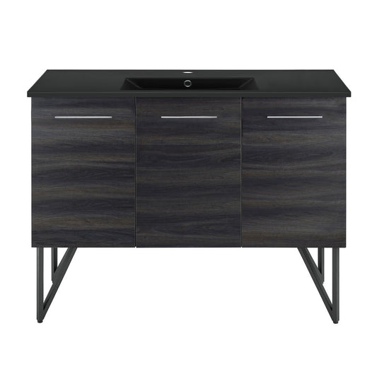Annecy 48 in. Black Walnut Bathroom Vanity With Black Ceramic Sink Top