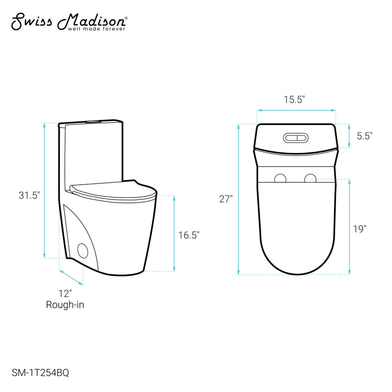 St. Tropez One Piece Elongated Toilet Dual Vortex Flush 1.1/1.6 gpf in Bisque