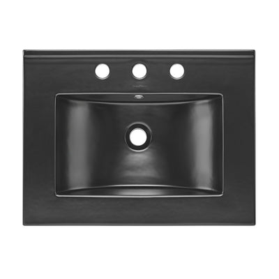 24" Ceramic Vanity Top with 8" Widespread Faucet Holes in Matte Black