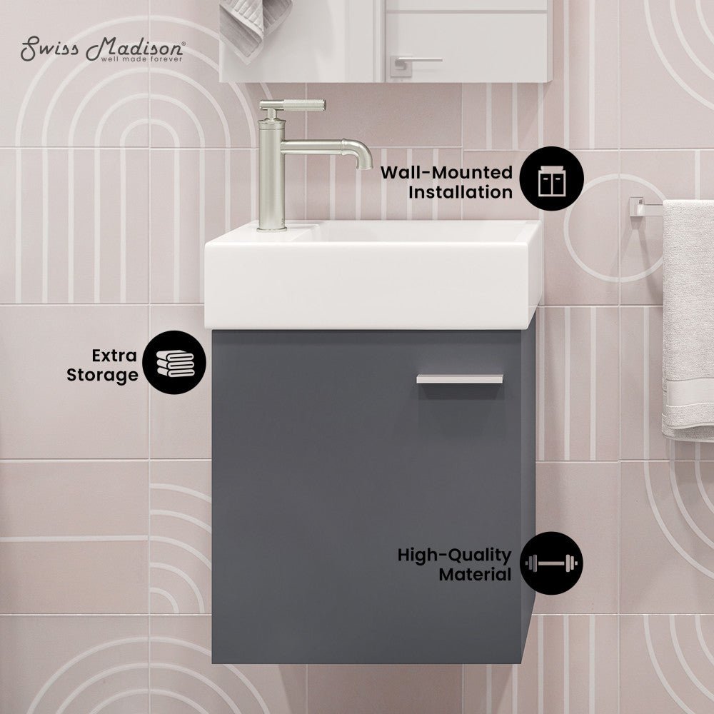 Colmer 18" Wall-Mounted Bathroom Vanity in Slate