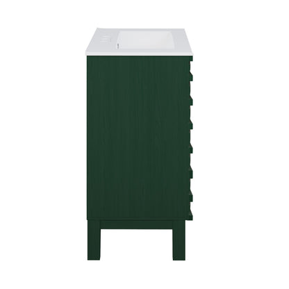Cascade 24" Freestanding Bathroom Vanity in Green Oak with 3-Hole Centerset Sink Top