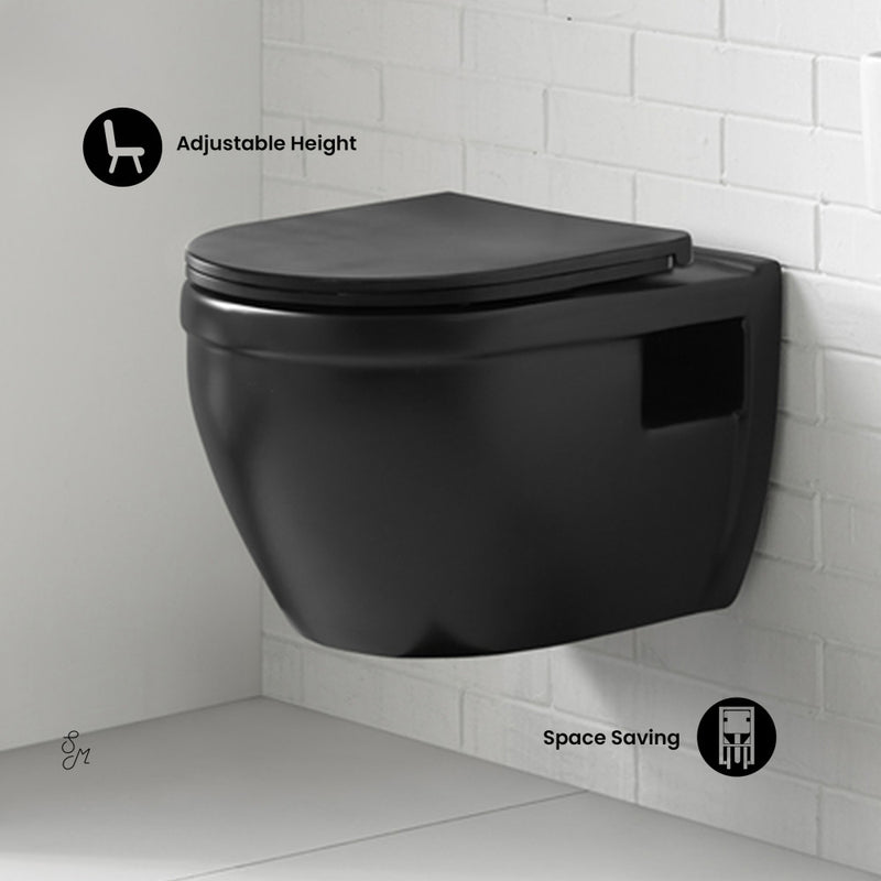 Ivy Wall-Hung Elongated Toilet Bowl in Matte Black