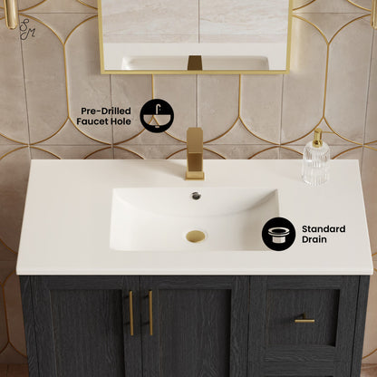 Forme 36" Modular Freestanding Bathroom Vanity with Sink Top in Black Oak