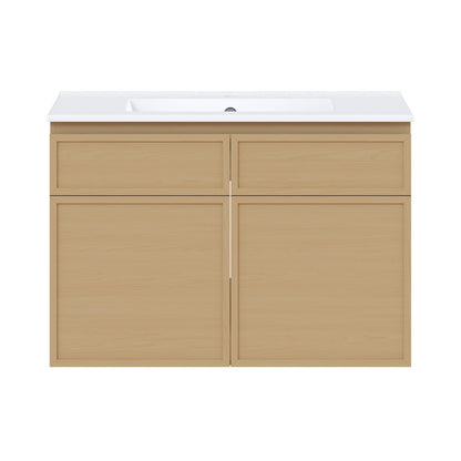 St. Tropez 30" Wall-Mounted Bathroom Vanity in Natural Oak with Sink Top