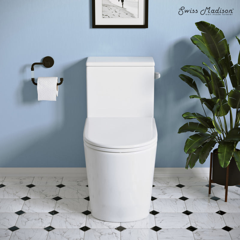 Liberte One-Piece 12" Rough-in 1.28 GPF Right-Hand Flush Elongated ADA Toilet in Glossy White